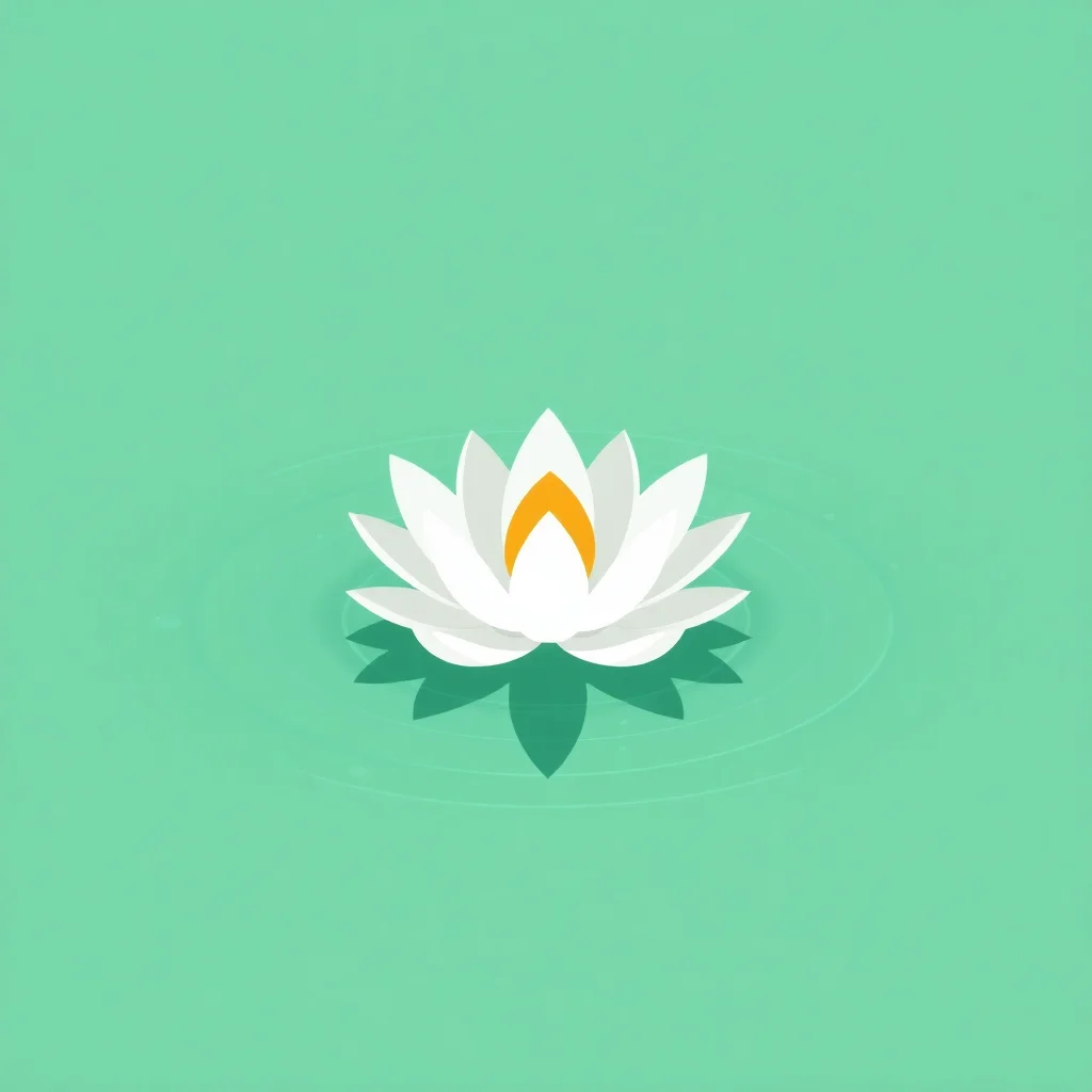 莲花 - 扁平 AI 生成的扁平设计应用图标 - 禅意莲花,适用于冥想和健康应用